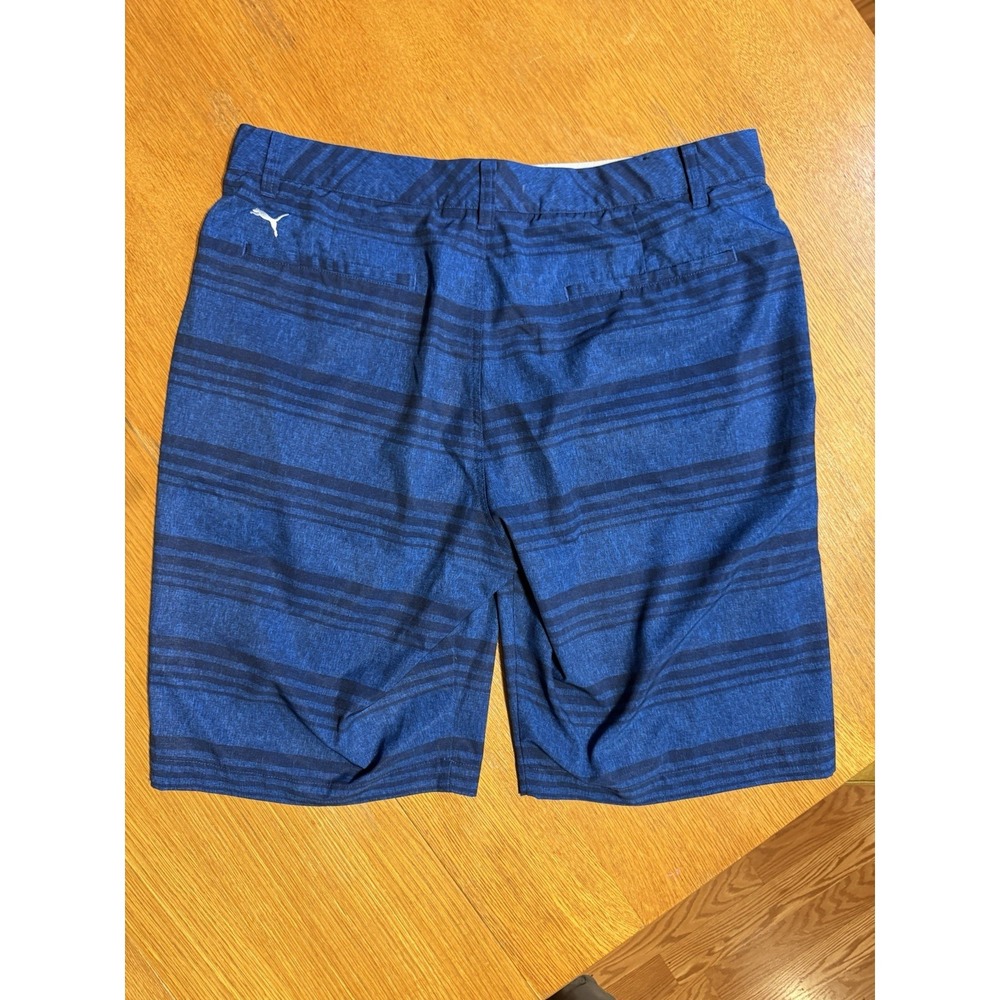 Puma Golf Shorts Mens 36 Blue Striped Stretch Performance Flat Front 11" Inseam - Picture 9 of 11